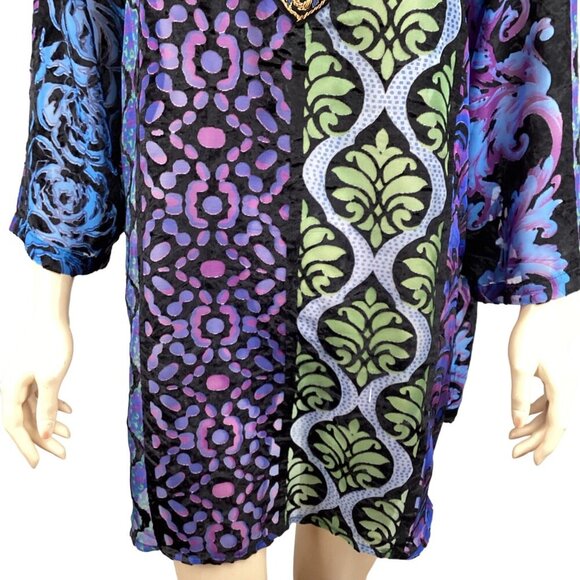 Soft Surroundings Boho Tunic Top Size Large Beaded Sequin V-Neck Velvet Burnout - Picture 9 of 9